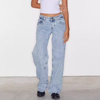 Damesjeans met hoge taille en rechte pijpen