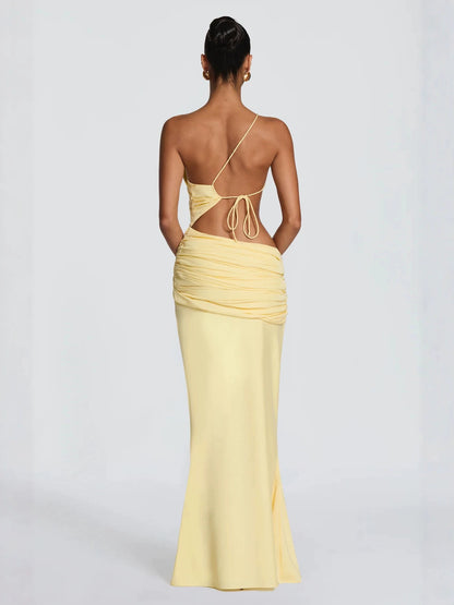 Slim-Fit Hollow-Out Waist Long Dress