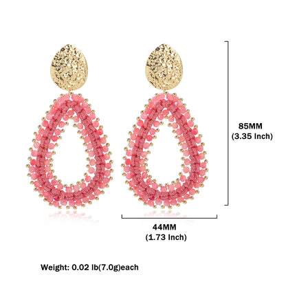 Geometric Oval Crystal Drop Earrings