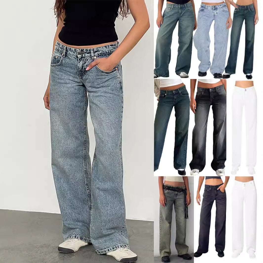 Damesjeans met hoge taille en rechte pijpen