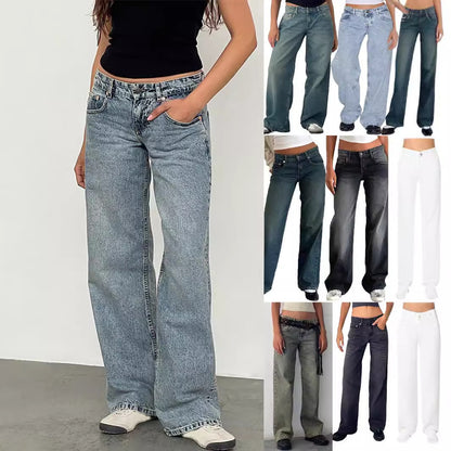 Damesjeans met hoge taille en rechte pijpen