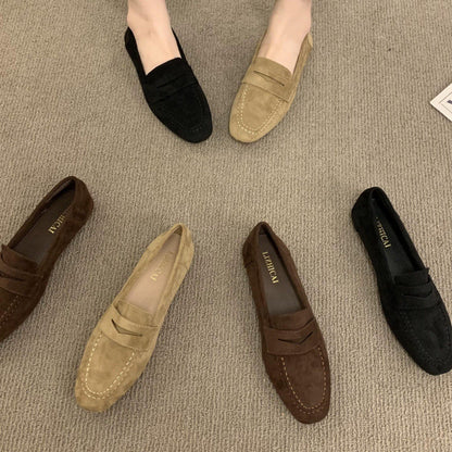 Womens Suede Slip-On Loafers