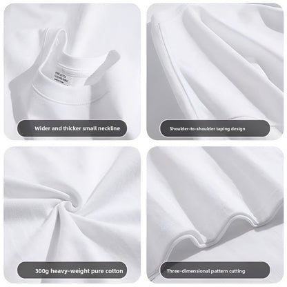 small neckline cotton loose short sleeve solid color bottoming T-shirt