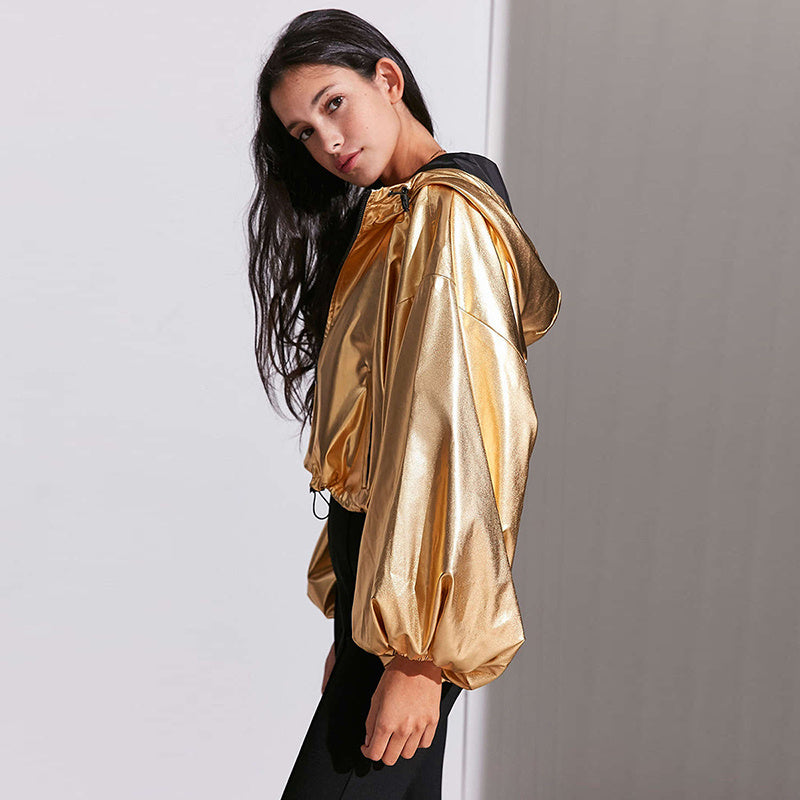Amerikaanse eenvoudige metalen lantaarnmouwen goudkleurige capuchonjas