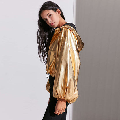 Amerikaanse eenvoudige metalen lantaarnmouwen goudkleurige capuchonjas