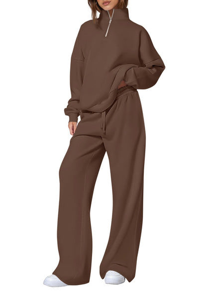 Women's Half-Zip Sweatshirt and Pants Set