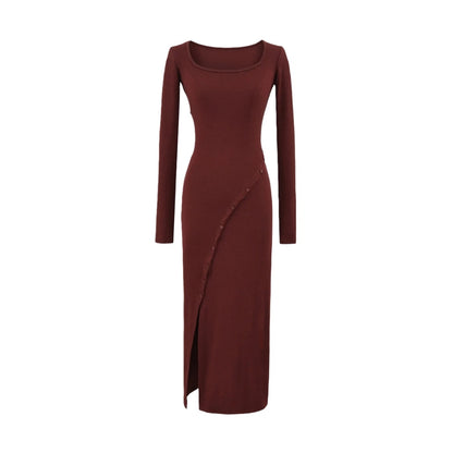 Chic Long Dress for Autumn,  Spicy Pure Desire Style, Fitted Waist, Bodycon Dress for Women