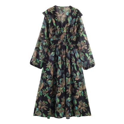 New Women's Fashion Trendy Casual Classic Print Long Sleeve Dress