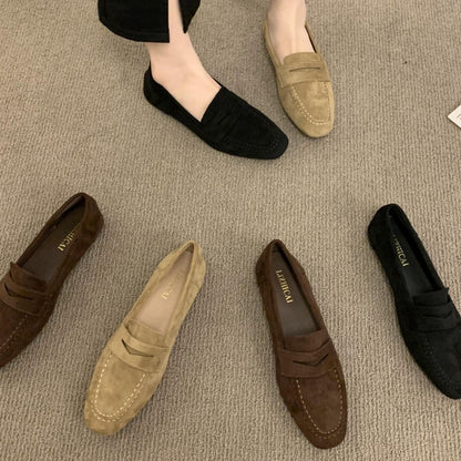 Womens Suede Slip-On Loafers