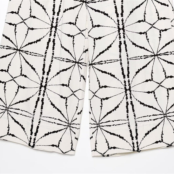 Spring and Summer New  Style Shirt Top Short Sleeve Wide Leg Pants Leisure Design Set