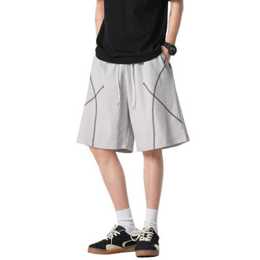Zware wafelgebreide casual halflange shorts voor heren