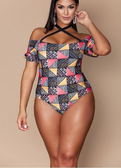 Geometrische badpak plus size dames