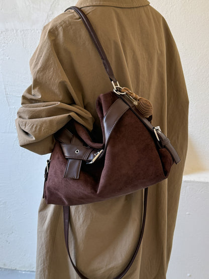 Vintage Suede Shoulder Bag for Women