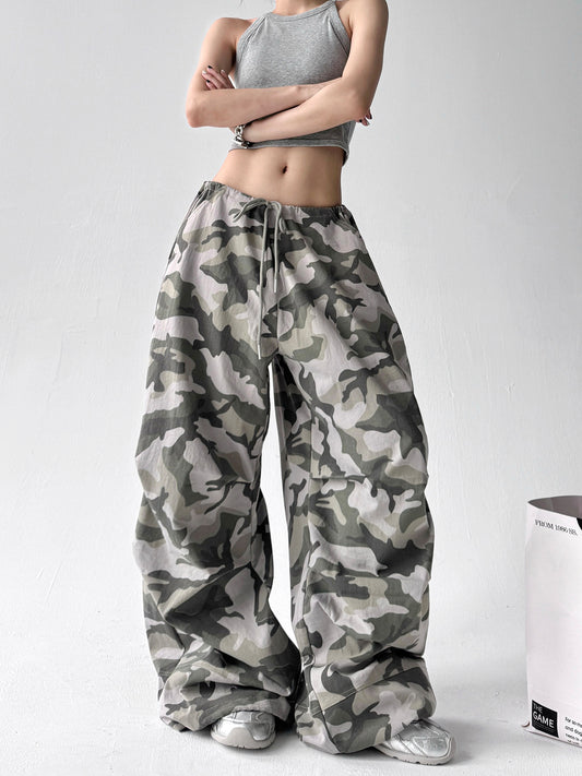 Camouflage casual broek met wijde pijpen