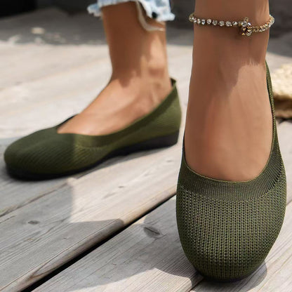 Dames instapschoenen van gebreide stof met platte zool