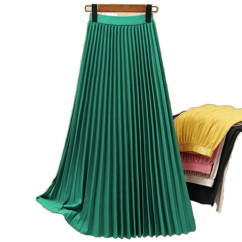 Effen kleur geplooide maxi-rok met hoge taille voor dames