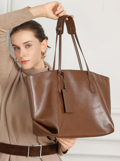 Vintage shoppertas van echt leer