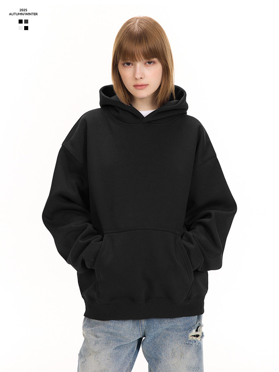 Thick-fabric hooded sweatshirt