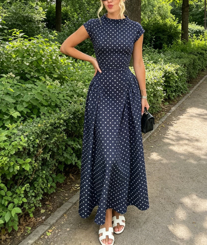 Polka Dot High Waist A-Line Dress