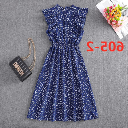 Dress summer polka dot chiffon skirt European and American loose and versatile mid-length skirt