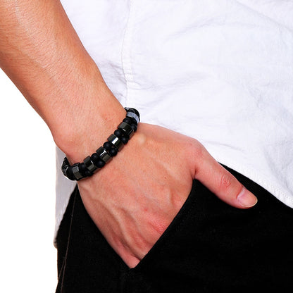 Armbanden met dubbele hematiet en tijgeroog voor mannen