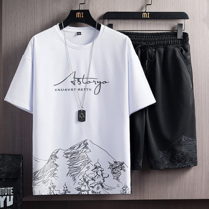 Men's Printed T-Shirt and Shorts Set