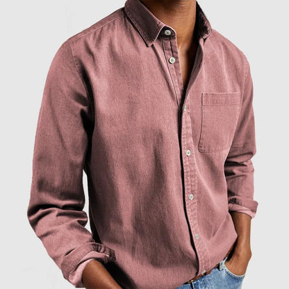Men's Solid Color Long Sleeve Lapel Casual Shirt
