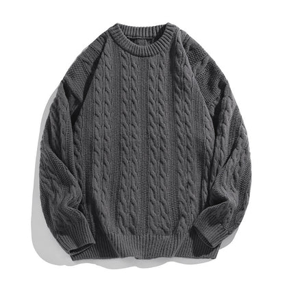 Texture knitted crew-neck sweater