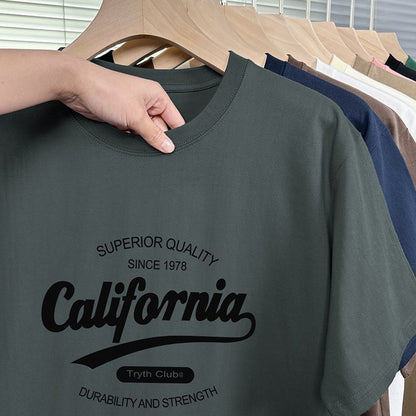 Trendy T-shirt met ronde hals print en korte mouwen