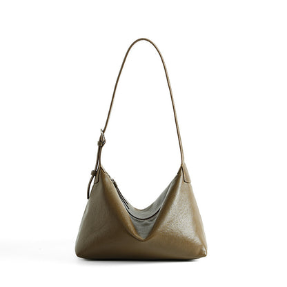 Vintage First Layer Vegetable Tanned Cowhide Casual Shoulder Underarm Bag Large Capacity Classic Leather Crossbody Hobo Bag