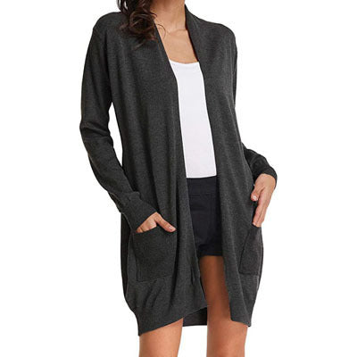 Dames open vest met lange mouwen en zakken