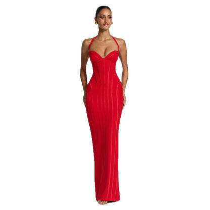 Halter Neck Bodycon Long Evening Dress