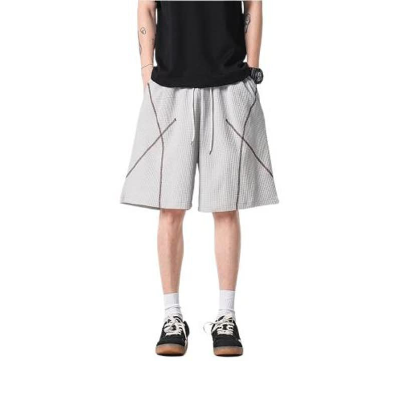 Zware wafelgebreide casual halflange shorts voor heren