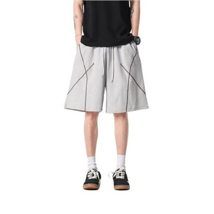Zware wafelgebreide casual halflange shorts voor heren