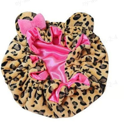Leopard Print Plush Hair Headband with Bow