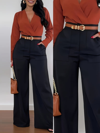Women's Spring Mid-High Waist Wide Leg Straight Formal Pants