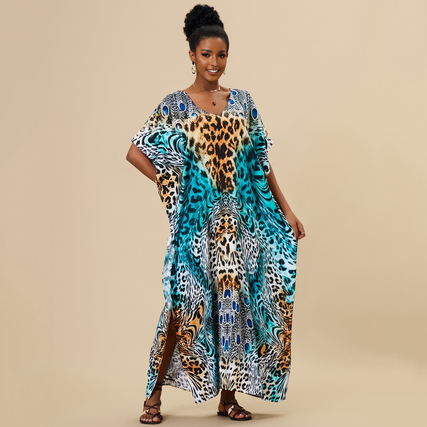 Loose-Fitting Rayon Beach Cover-Up Dress