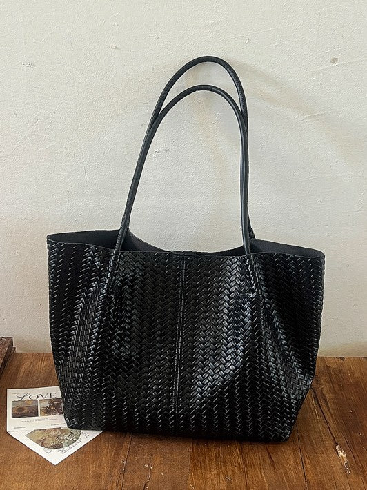 Cross-border 2026 New Autumn Niche Simple Woven Shoulder Handbag for Women, Daily Casual Large Capacity Tote Bag