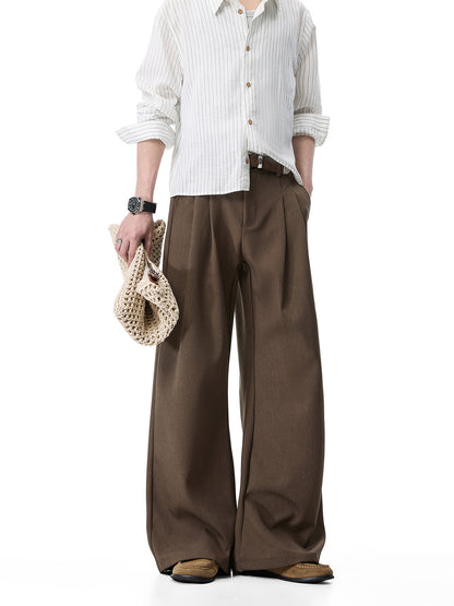 Mens Double Pleated Casual Trousers
