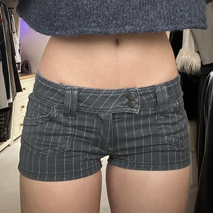 Striped Pocket Denim Shorts