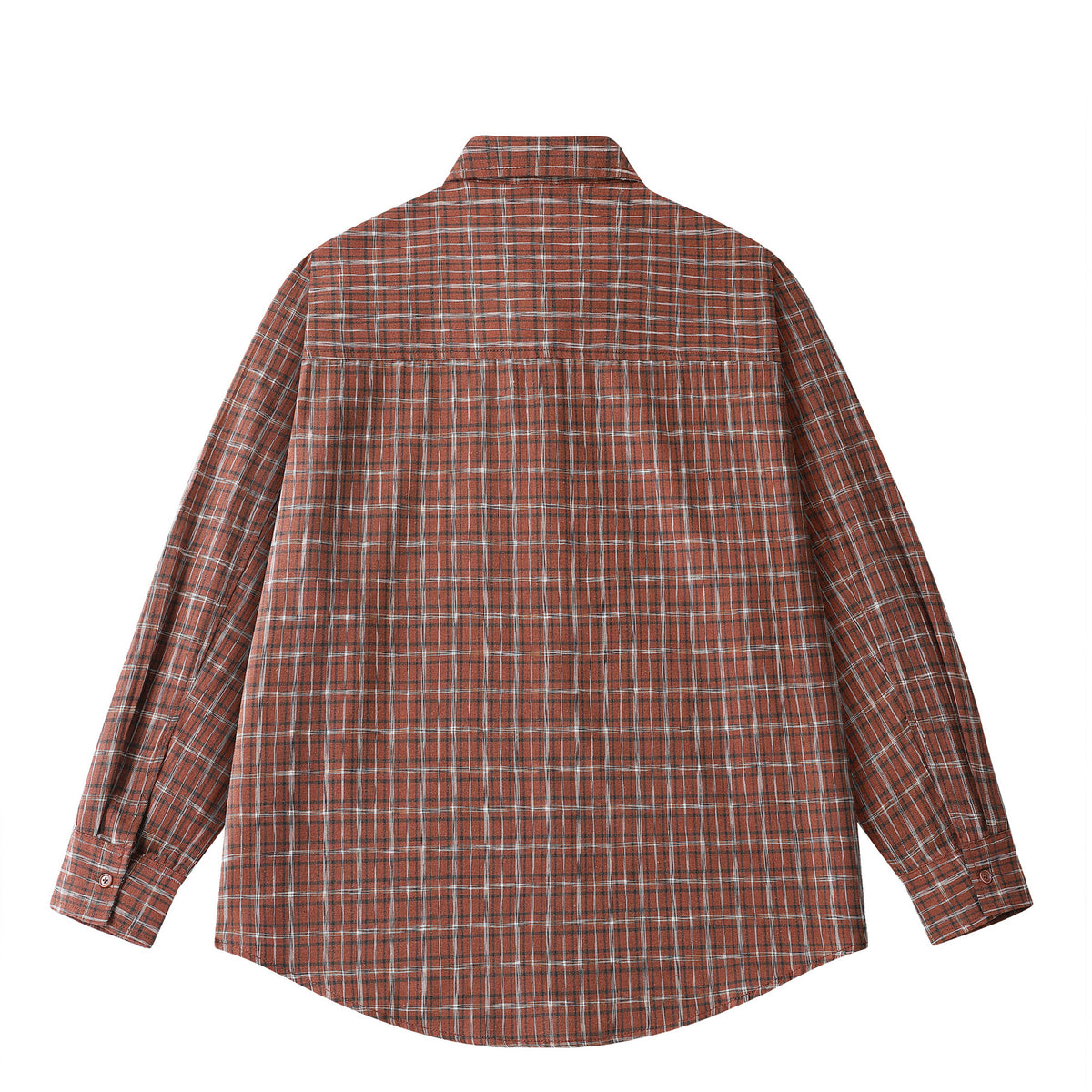 Wide-cut washed check shirt