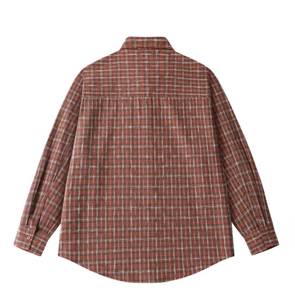 Wide-cut washed check shirt