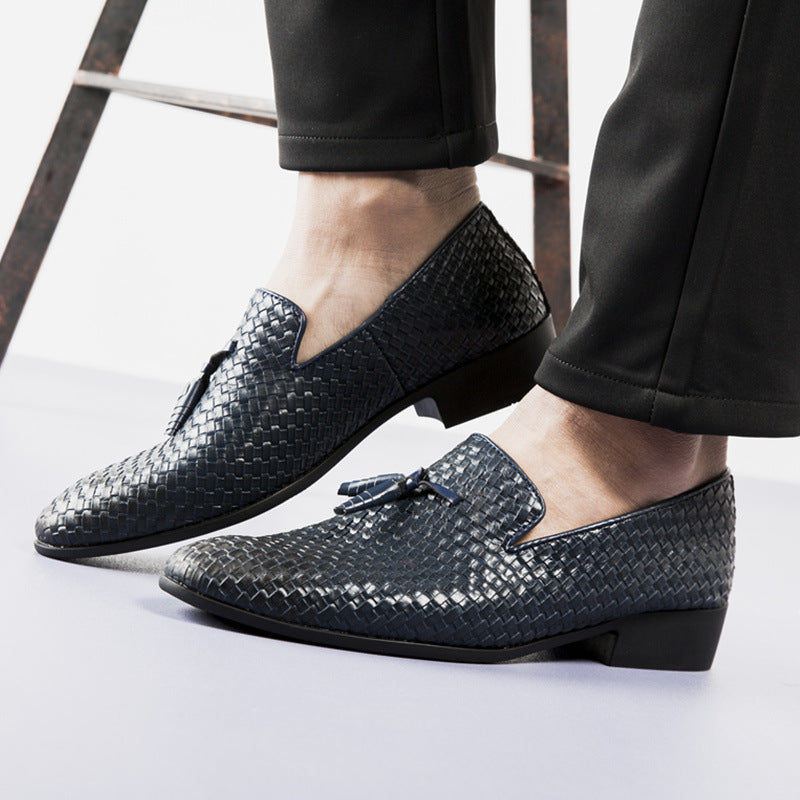 Heren geweven kwast leren loafers