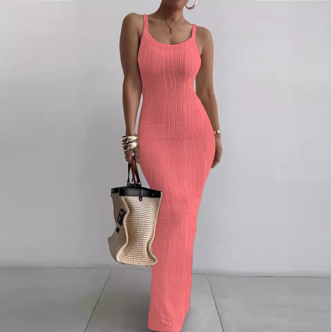 Summer Women's Fitted Sleeveless Elegant Long Dress Bodycon Dress