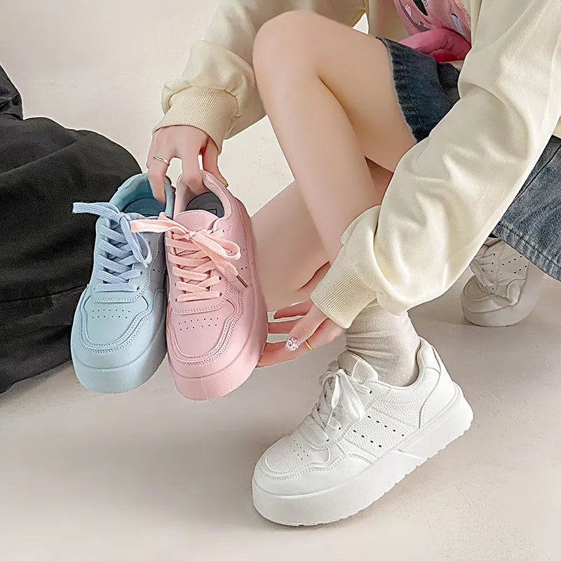 Vetersneakers met plateauzool