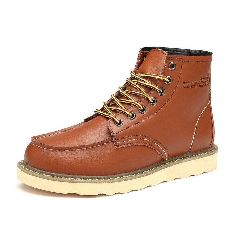 Men's Genuine Leather High-Top Casual Lace-Up Martin Boots