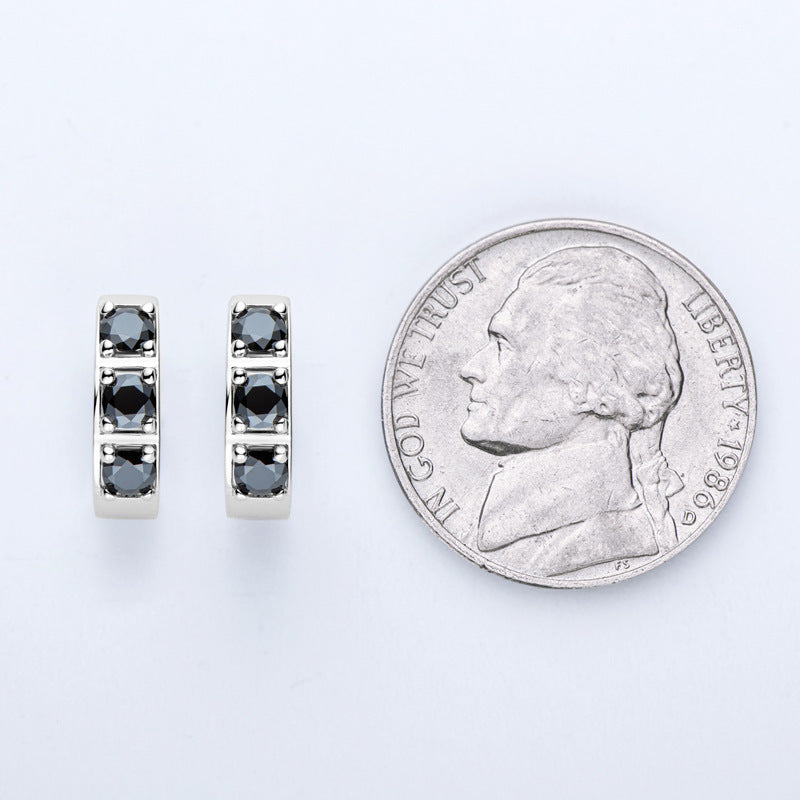 Moissanite Oorbel Oorbel S925 Sterling Zilver Zwart En Wit