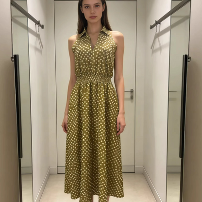 Polka Dot Sleeveless A-Line Dress