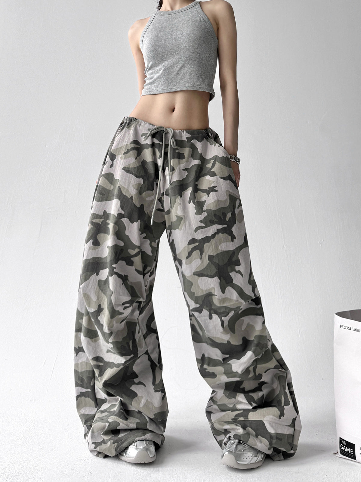 Camouflage casual broek met wijde pijpen