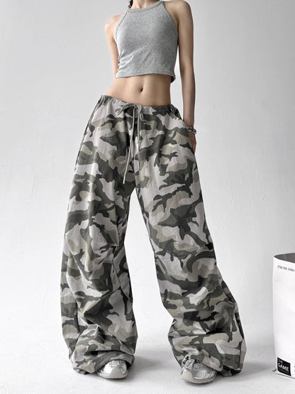 Camouflage casual broek met wijde pijpen